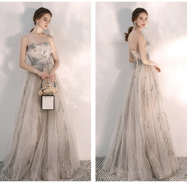 Champagne Bridesmaid Dress Elegant Halter Long Dress for Hostess and Banquet