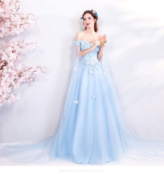 Vestido de noche azul 2025 NUEVA LLEGA Vestido de anfitriona de banquete de verano con sensación de red y cuento de hadas