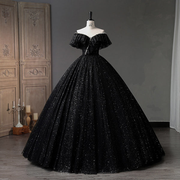 Off-the-Shoulder Evening Dress 2025 New Arrival Black Formal Ball Gown Dress