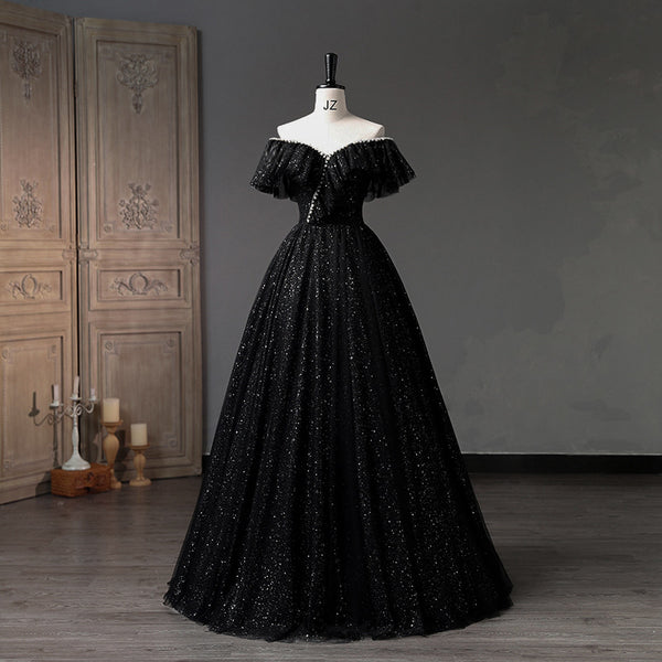 Off-the-Shoulder Evening Dress 2025 New Arrival Black Formal Ball Gown Dress