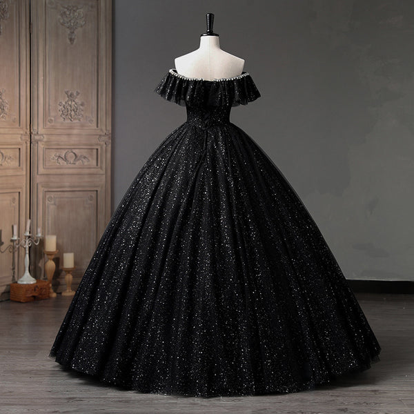 Off-the-Shoulder Evening Dress 2025 New Arrival Black Formal Ball Gown Dress