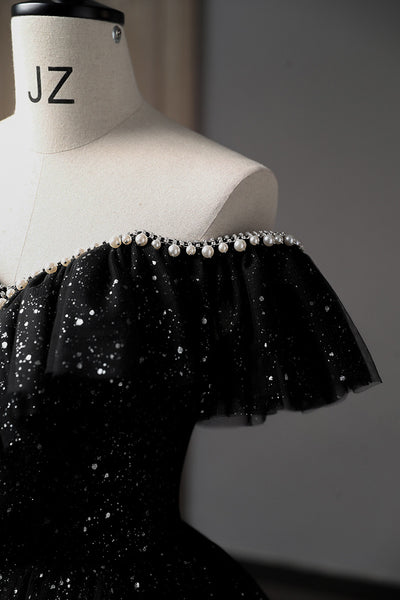 Off-the-Shoulder Evening Dress 2025 New Arrival Black Formal Ball Gown Dress