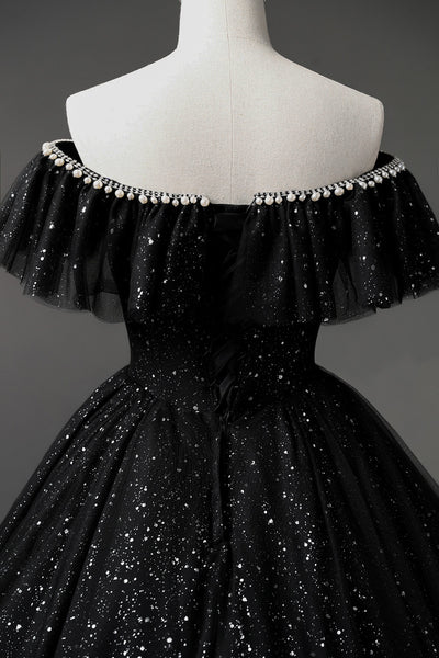 Off-the-Shoulder Evening Dress 2025 New Arrival Black Formal Ball Gown Dress