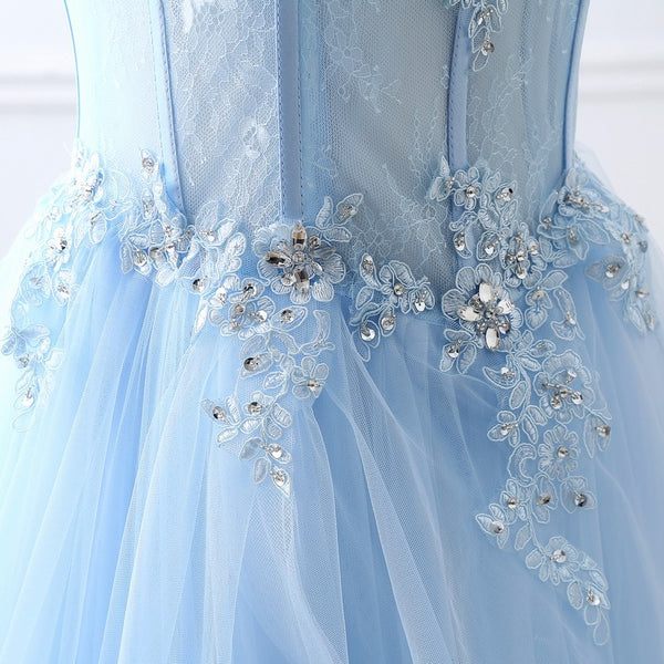 Blue Strapless Evening Dress – 2025 Lace-Up Gown for Bridesmaids, Hosts, or Special Occasions