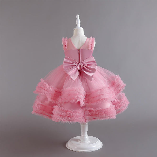 Vestido de niña de flores de hojaldre en capas para bodas