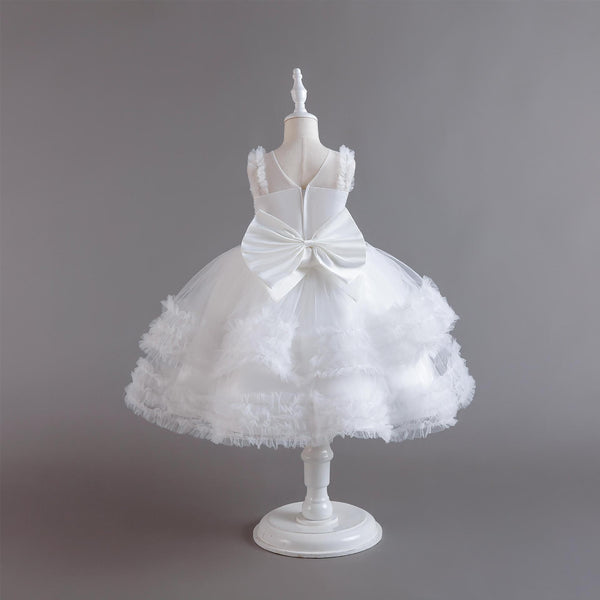 Vestido de niña de flores de hojaldre en capas para bodas