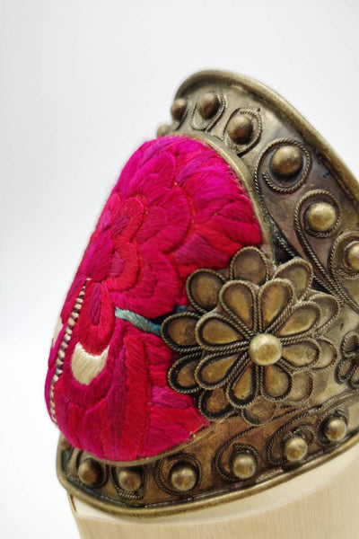Peony creado artesanía Miao Silver Garfle Bangle