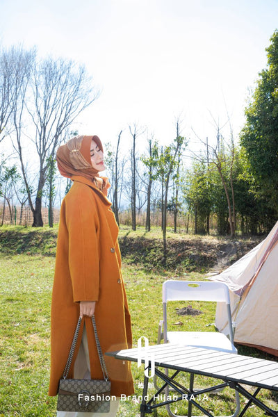 Lulu-Bronze Tapa de hijab de gasa moderna y modesta con arco de terciopelo y cuentas