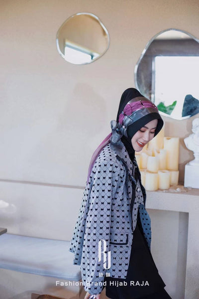 Irsa-Black encantador amor nudo chifón hijab gorra