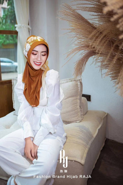 Irsa-Bronze encantador amor nudo chifón hijab gorra
