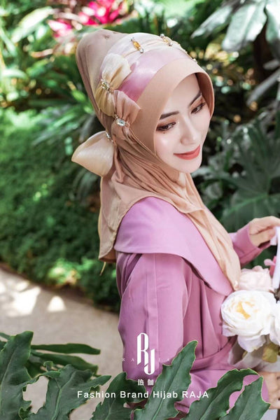 Irs-Daytona Peach encantador nudo de amor chiffon hijab gorra