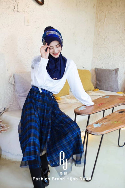 Irsa-Royal azul encantador amor nudo de chifón hijab gorra