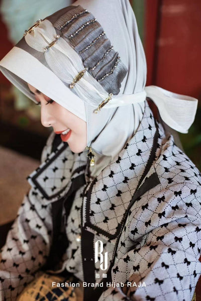 Irsa-Silver encantador amor nudo de chifón hijab gorra