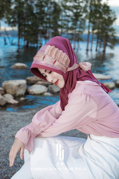 Irsa-watermelon rosa encantador amor nudo chifón hijab gorra