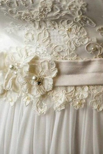 Vestido Weddig de encaje largo con flor con flor de cuentas