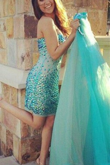 Vestido de noche desmontable de cuentas glamorosas