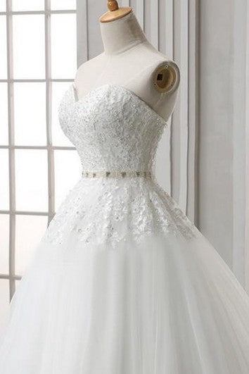 A-Line Ball Gown Empire Longitud de su novia sin mangas Bell Imperio Appliques Corset Back Lace Organza Vestido