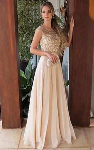 Robe de soirée trapèze empire à encolure dégagée en mousseline de soie perlée rose