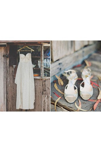 Strapa glamorosa Spaghetti Dress de novia sin mangas lentejuelas hasta el suelo