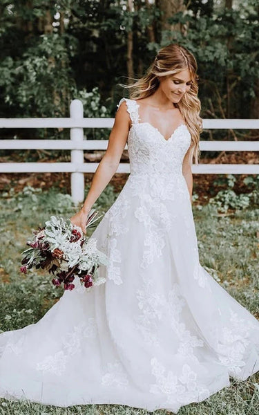 Vestido de novia de encaje a línea de carrocería