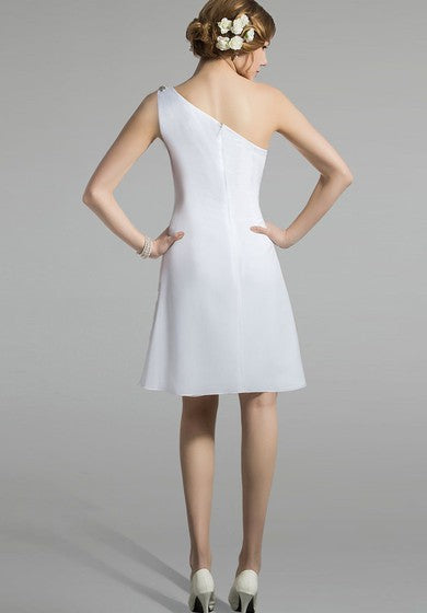 Vestido de novia de gasa de la rodilla con un hombro