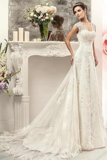 Ventilla A-Line Mini novia sin mangas sin mangas Cape Illusion Beading Appliques Illusion Court Train Illusion Lace-up Vestido de encaje hacia atrás