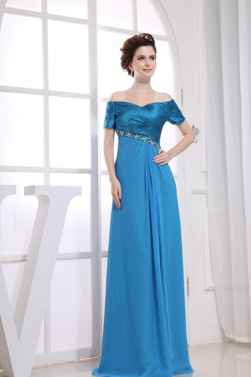 Vestido refinado hasta el piso con Ruching y Beading