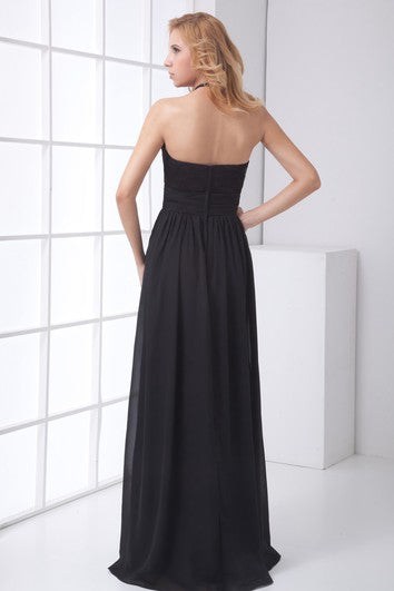 Vestido de encaje maxi sin mangas con cuello alto con arco