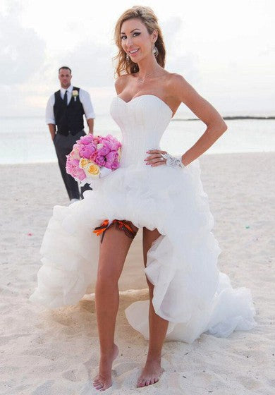 Vestido de organza de alto corazón con volantes con volantes