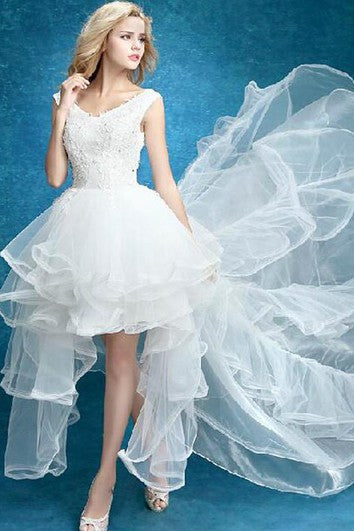 Mermaid Short V-Neck Sleeveless Split Front Split Lace Dress