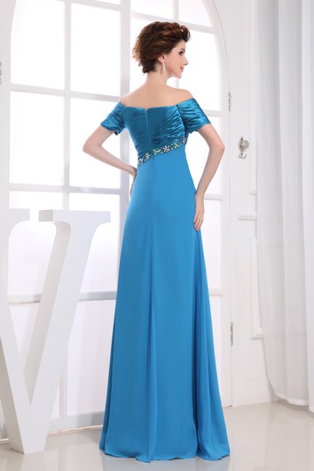 Vestido refinado hasta el piso con Ruching y Beading