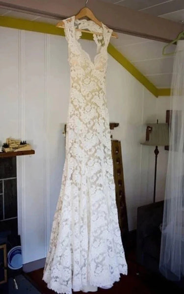 Vestido de boda simple para la cubierta del cuello en V casual