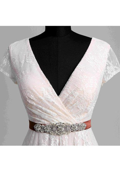 Vestido de novia de manga corta de una tapa de playa
