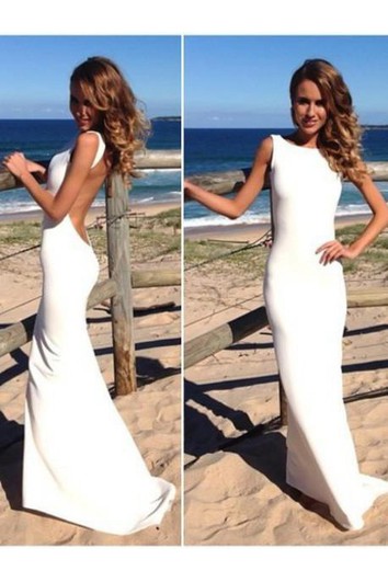 Mermaid con el cuello alto sin mangas spandex vestidos hasta el piso