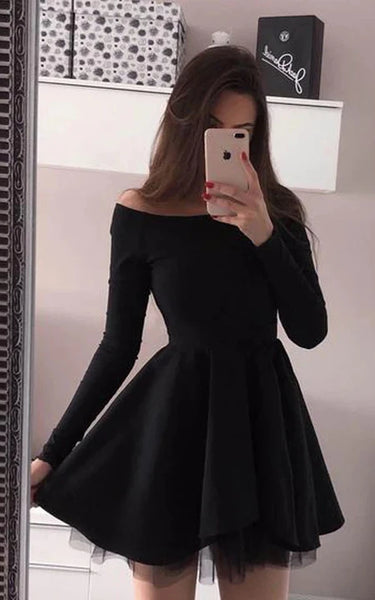 Black informal fuera del hombro Imperio largo Empire corto