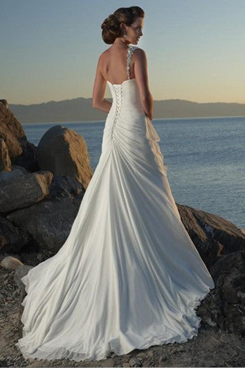 Vestido de boda de gasa de un hombro