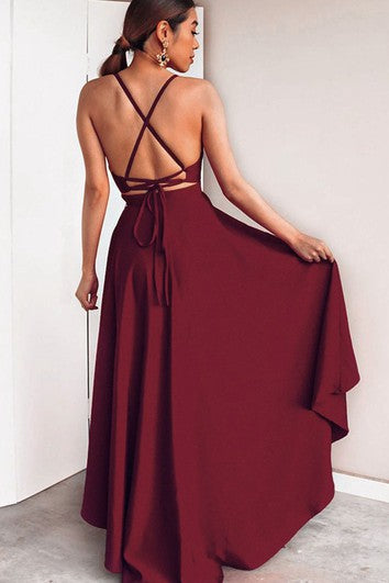 Robe de soirée sexy à décolleté plongeant et coupe trapèze