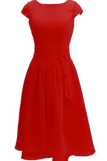 Vestido de gasa hasta la rodilla con cinta de rodilla con cinta