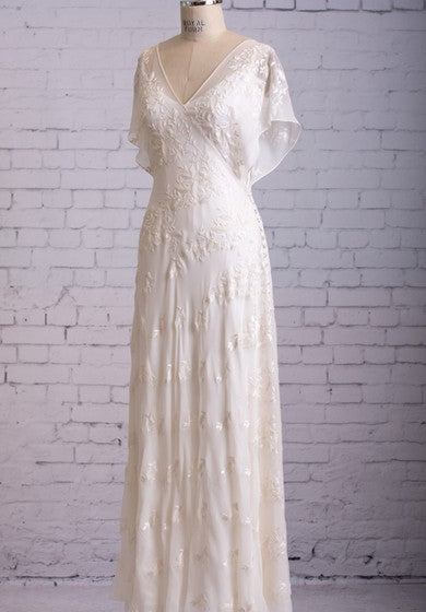 Vintage Inspire Lace 1920s Retro Casual V-Neck Sheath Flutter Butterfl   Ms. Grace