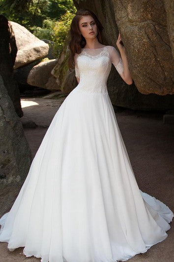 Vestido de pelota Long Bateau Vestido de gasa de relego corto con encaje con encaje