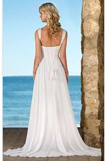 Robe de mariée fourreau en mousseline de soie à col en V à vendre