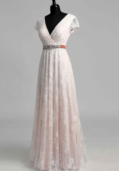 Vestido de novia de manga corta de una tapa de playa