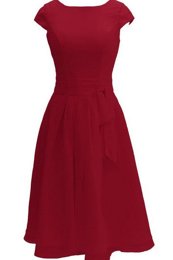 Vestido de gasa hasta la rodilla con cinta de rodilla con cinta