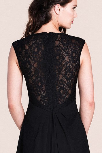 Vestido de línea A de manga de tapa con corpiño de encaje