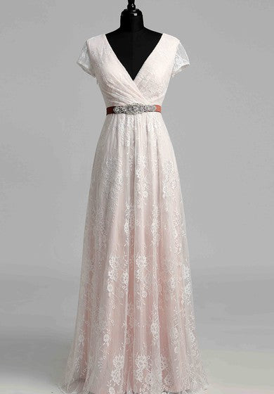 Vestido de novia de manga corta de una tapa de playa