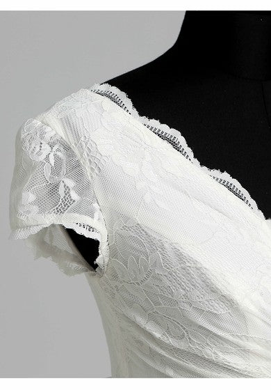 Una línea de cama Beach Cap Vestido de novia de maternidad de manga corta