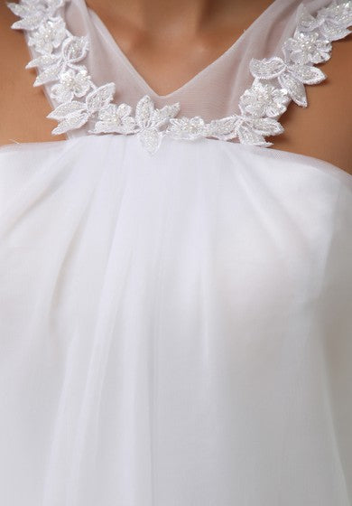 Jolie robe courte sans manches avec superposition en mousseline