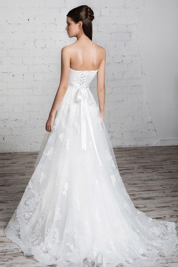 Vestido de encaje de corsé de corsés sin mangas larga y sin mangas
