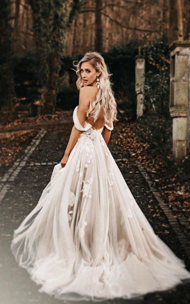 Sweetheart Criss-Cross Tulle Empire A-Line Vestido de novia sin espalda