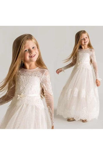 Vestido de niña de flores moderna de encaje de tul
